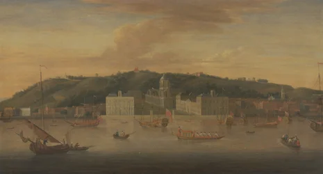 A View of Greenwich from the River with Many Boats